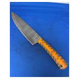 Custom Damascus Steel Chef Knife with Colored Layered Handle