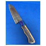 Custom Fixed Blade Knife with Pattern-Welded Damascus Steel and Multimaterial Handle