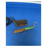 Custom Mini Cleaver Knife with Green Handle, Keychain, and Leather Sheath