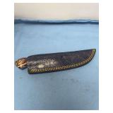 Custom Handcrafted File Blade Fixed Knife with Swirled Resin Handle and Leather Sheath