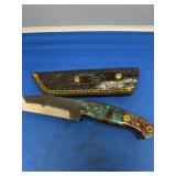 Custom Handcrafted File Knife with Swirled Resin Handle and Sheath