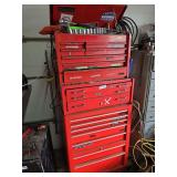 Snap-on Stackable Red Tool Box with Extensive Socket, Wrench, and Tool Collection