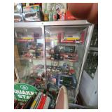 Assorted Diecast Vehicles and Collector Banks Display Case