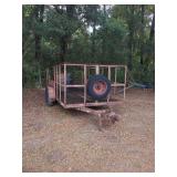 Dual-Axle Utility Trailer with Cage Sides and Engine Components
