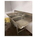 Commercial Stainless Steel Three-Compartment Sink with Dual Drainboards