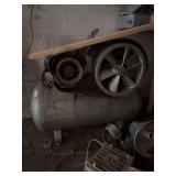 Industrial Air Compressor with Horizontal Tank and Belt Guard