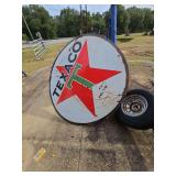 Large Texaco Gas and Oil Double-Sided Porcelain Sign