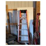 Red and Silver Fiberglass Step Ladder