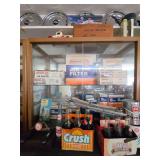 Automotive Parts and Soda Bottle Collection with Gulf Air Filters, Road Maps, and Bottled Beverages