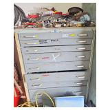Metal Industrial Storage Cabinet with Assorted Hand Tools and Hardware