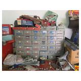 Industrial Metal Parts Cabinet Filled with Fasteners, Hardware, and Automotive Supplies