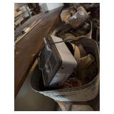 Metal Wash Tubs with Stand, Space Heater and Contents
