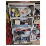 Metal Storage Cabinet with Assorted Garage Supplies and Hardware