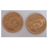 Two South African Krugerrand Coins Two South African Krugerrand Coins