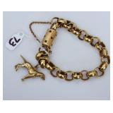 14k Gold Dog Whistle Charm Bracelet