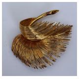 Tiffany 18k Gold Feather Brooch