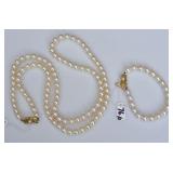 Mikimoto Cultured Pearl Necklace and Bracelet Mikimoto Cultured Pearl Necklace and Bracelet