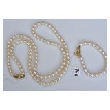 Mikimoto Cultured Pearl Necklace and Bracelet