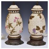 Pair of Royal Worcester Basket Weave Jars