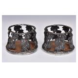 Pair of English Sterling Silver Wine Coasters Pair of English Sterling Silver Wine Coasters