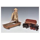 Victorian Pull Toy & Cast Iron Toy Train Victorian Pull Toy & Cast Iron Toy Train