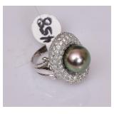 18k Gold Black South Sea Pearl Ring