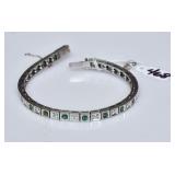 14k Gold Diamond & Emerald Tennis Bracelet