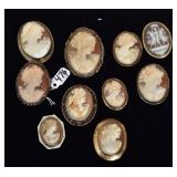 Group of 10 Cameo Brooches Group of 10 Cameo Brooches