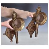Pair of Gilt Tole Lanterns with Brackets Pair of Gilt Tole Lanterns with Brackets