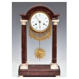 French Empire Marble Portico Clock French Empire Marble Portico Clock