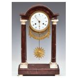 French Empire Marble Portico Clock