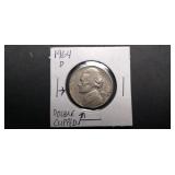 1964 D Jefferson Nickel Double Clipped
