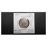 1901 25 Cents British Honduras 92.5% Silver RARE