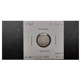 1941 5 Cents 92.5% Silver Newfoundland Rare