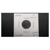 1943 10 Cents 80% Silver From Canada