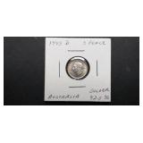1943 D 3 Pence From Australia 92.5% Silver