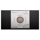 1883 H 10 Cents From Canada 92.5% Silver Rare