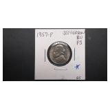 1957 P Jefferson Nickel BU FS