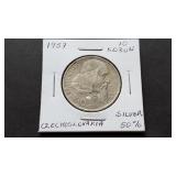 1957 10 Korun From Czechoslovakia 50% Silver Rare