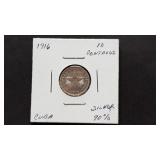 1916 10 Centavos Fm Cuba 90% Silver Mintage 560000