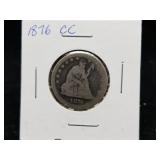 1876 CC Seated Liberty Quarter
