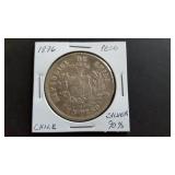 1876 Peso From Chile 90% Silver