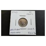 1943 10 Cents From British Honduras 92.5% Silver