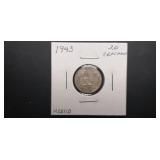 1943 20 Centavos From Mexico 72% Silver