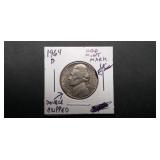 1964 D Jefferson Nickel MM Double Clipped