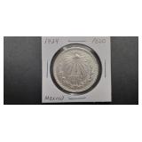 1924 Peso From Mexico 72% Silver High Grade