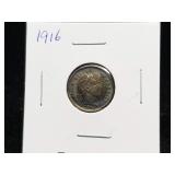1916 Barber Dime Toned Obverse