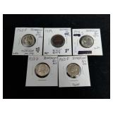 5 High Grade Jefferson Nickels