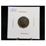 1892 Barber Dime Toned