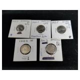 5 High Grade Jefferson Nickels